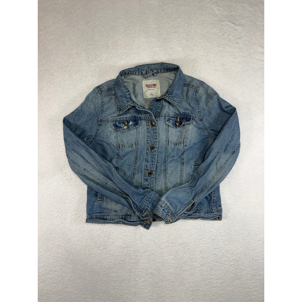 Mossimo Supply Co Womens Medium Wash Denim Trucker Jacket Blue Size Large